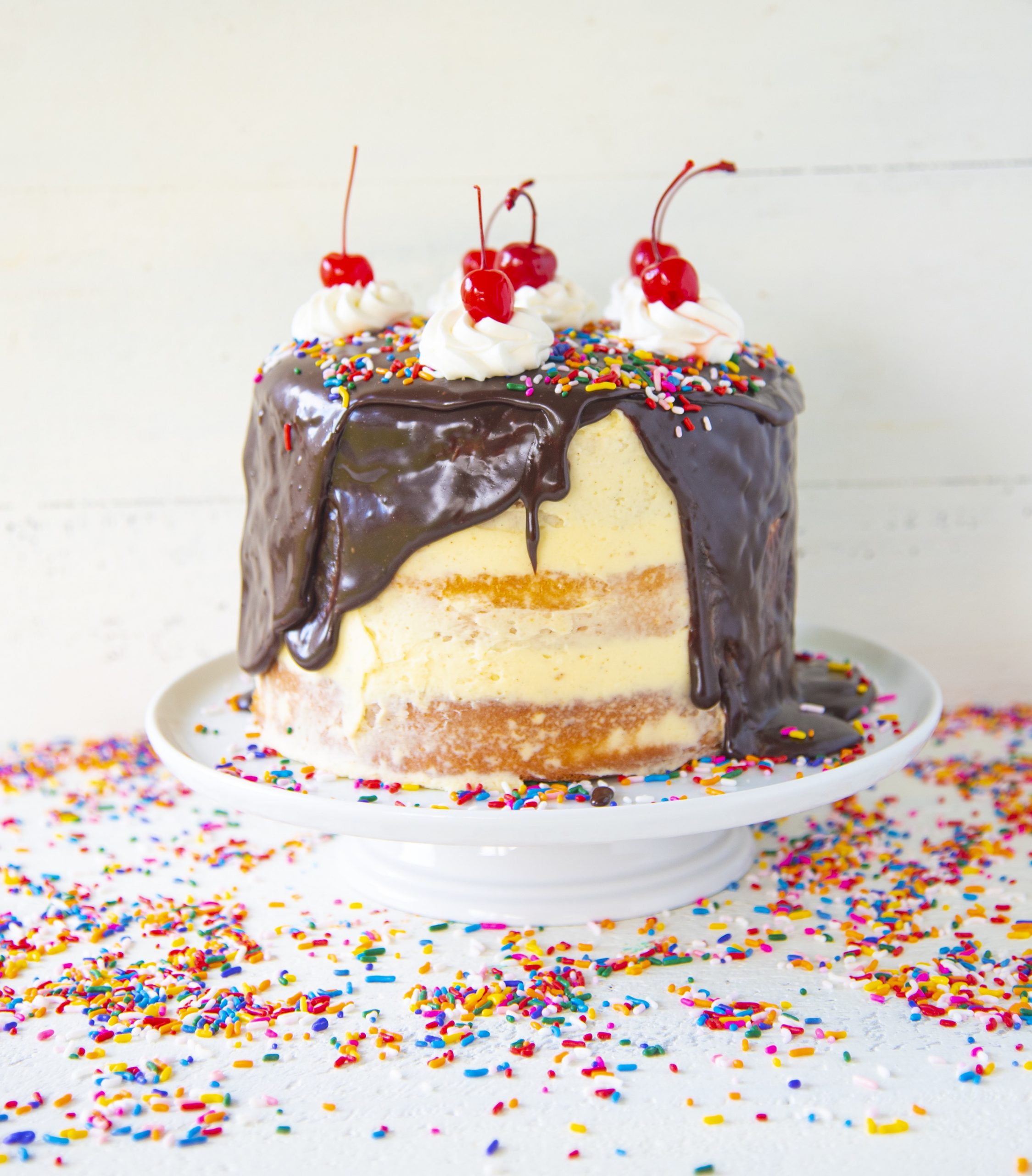 Hot Fudge Sundae Layer Cake from Holy Sweet! 60 Indulgent Recipes for Bigger Better Desserts