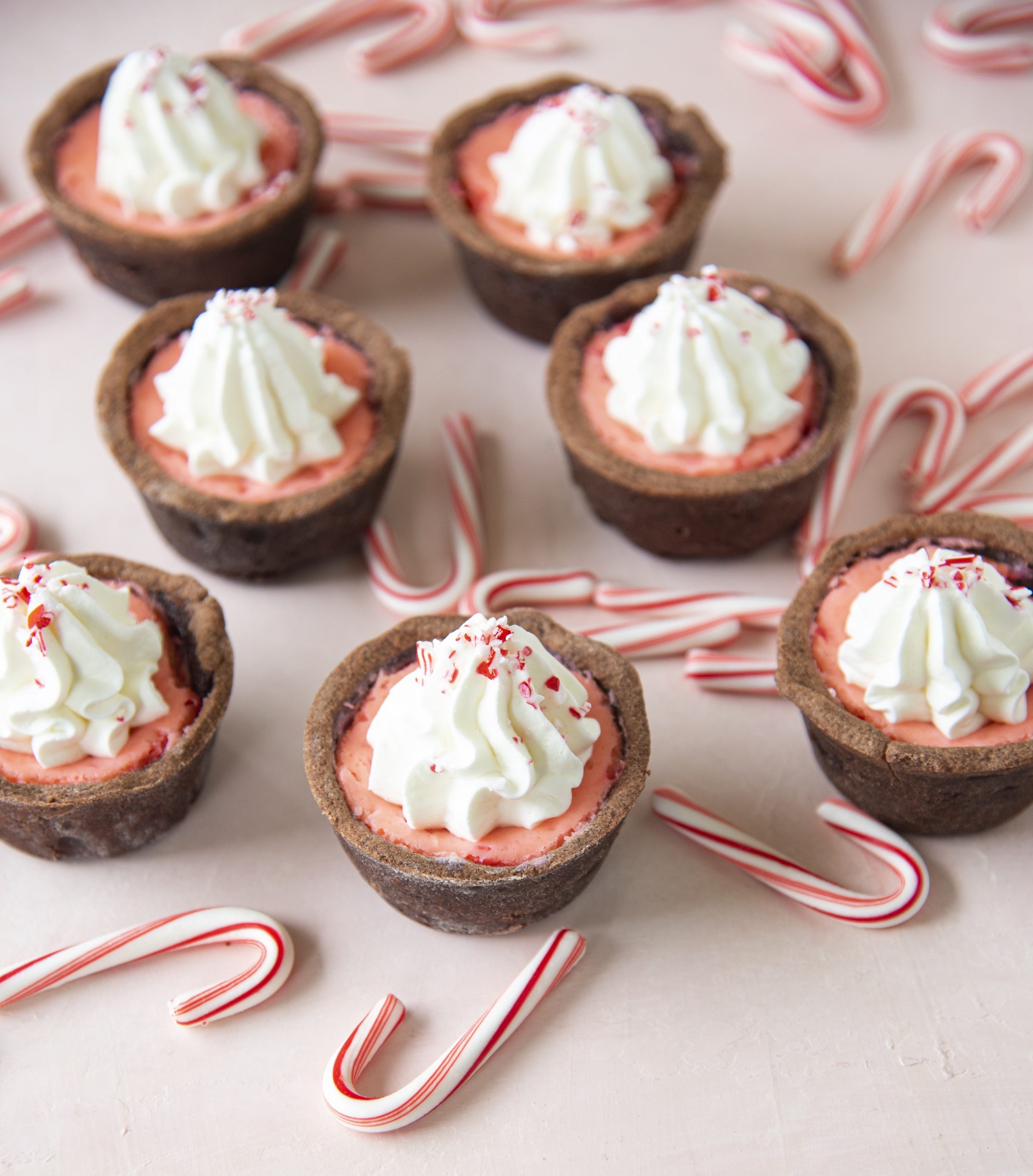 White Chocolate Candy Cane Cheesecake Tarts 