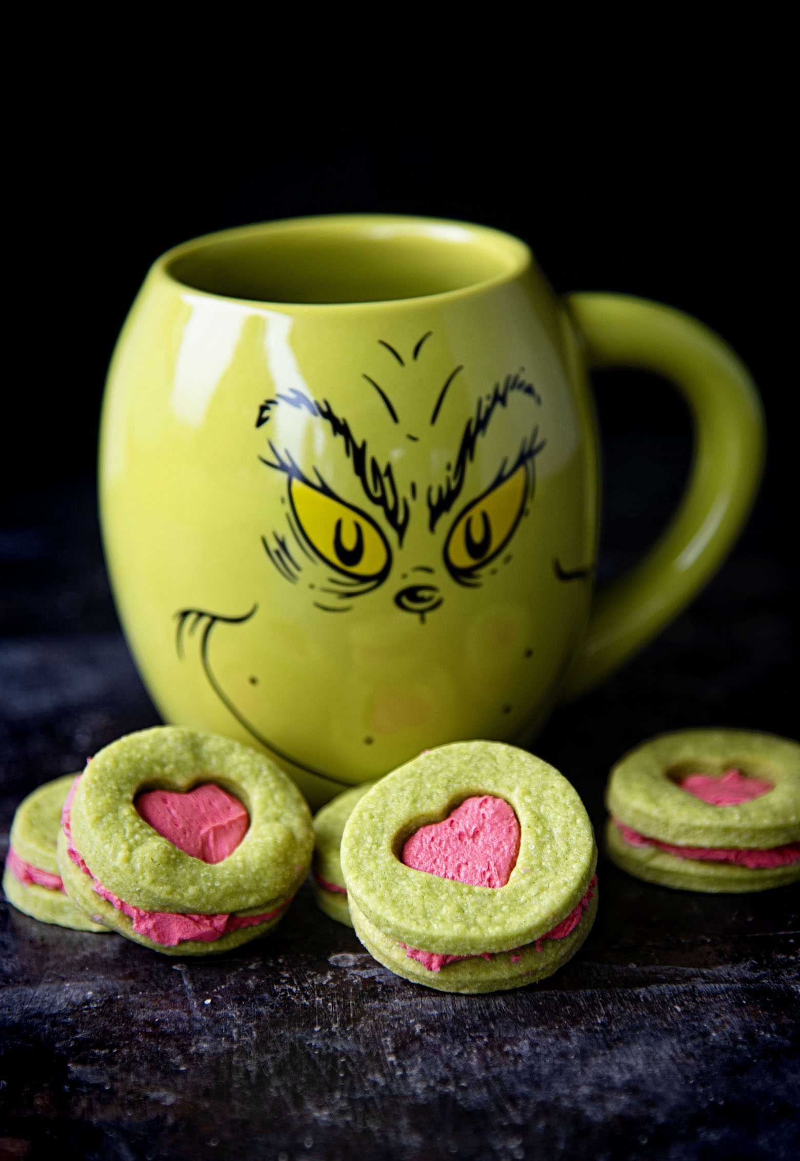 The Grinch Buttercream Sandwich Cookies 