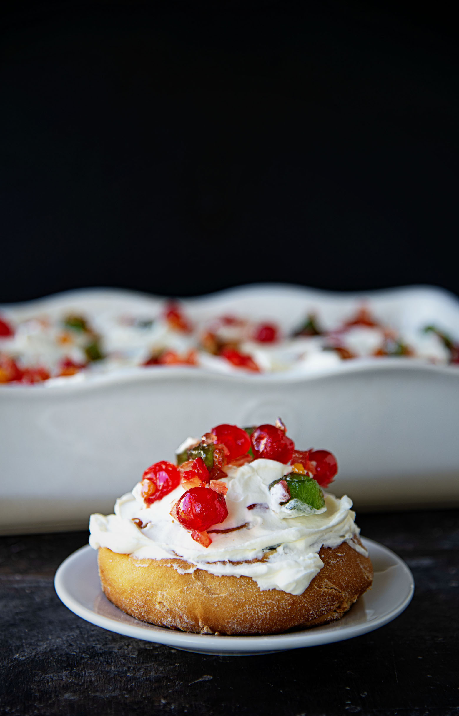 Bourbon Frosted Fruitcake Cinnamon Rolls
