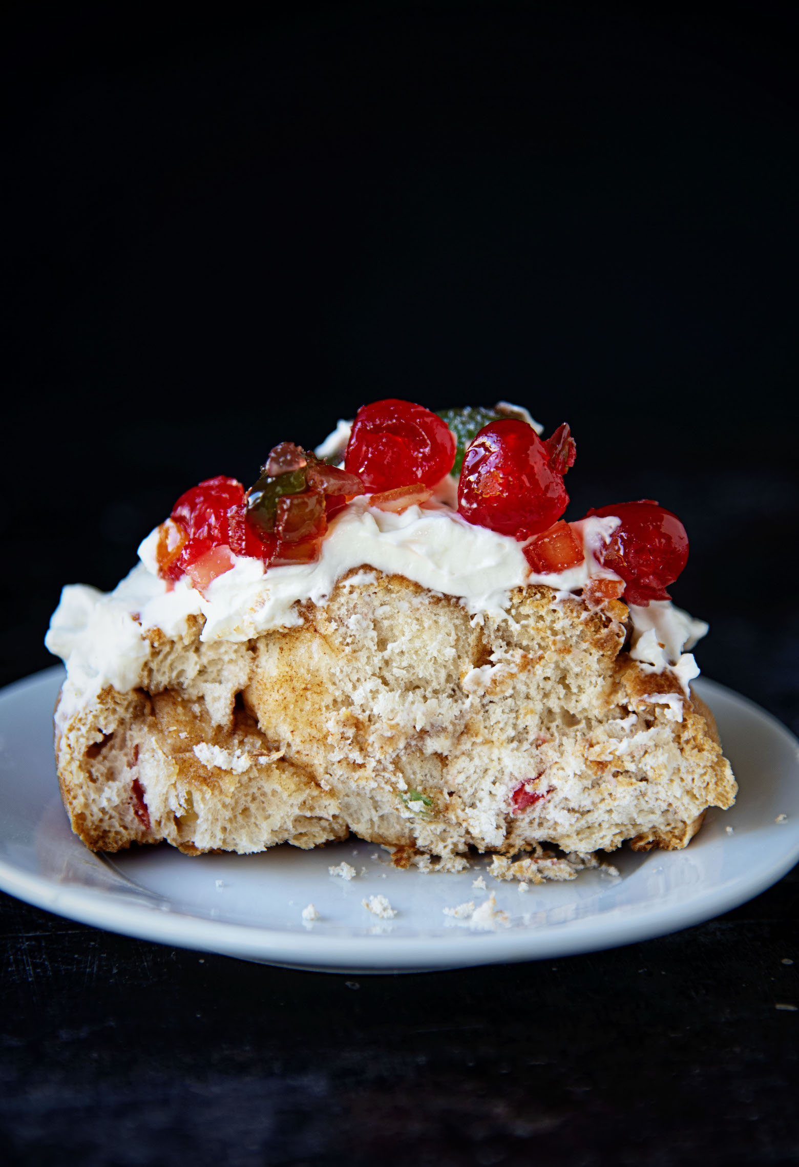 Bourbon Frosted Fruitcake Cinnamon Rolls
