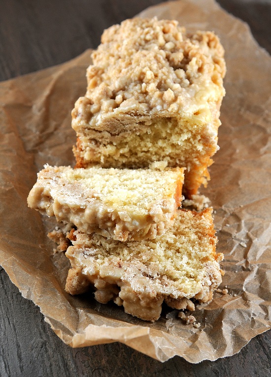 Eggnog NY Crumb Cake with Spiced Rum Glaze