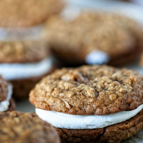 Gingerbread Oatmeal Eggnog Cream Pies