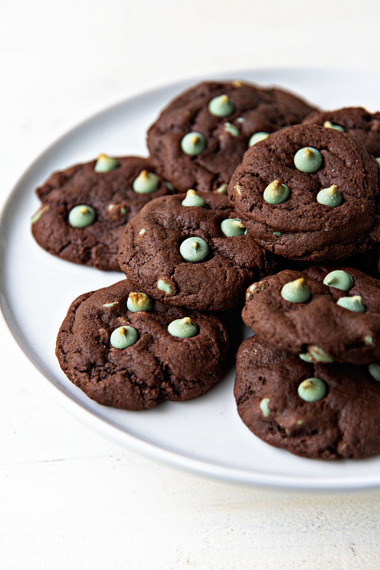 Chocolate Mint Frappuccino Cookies on side of plate.