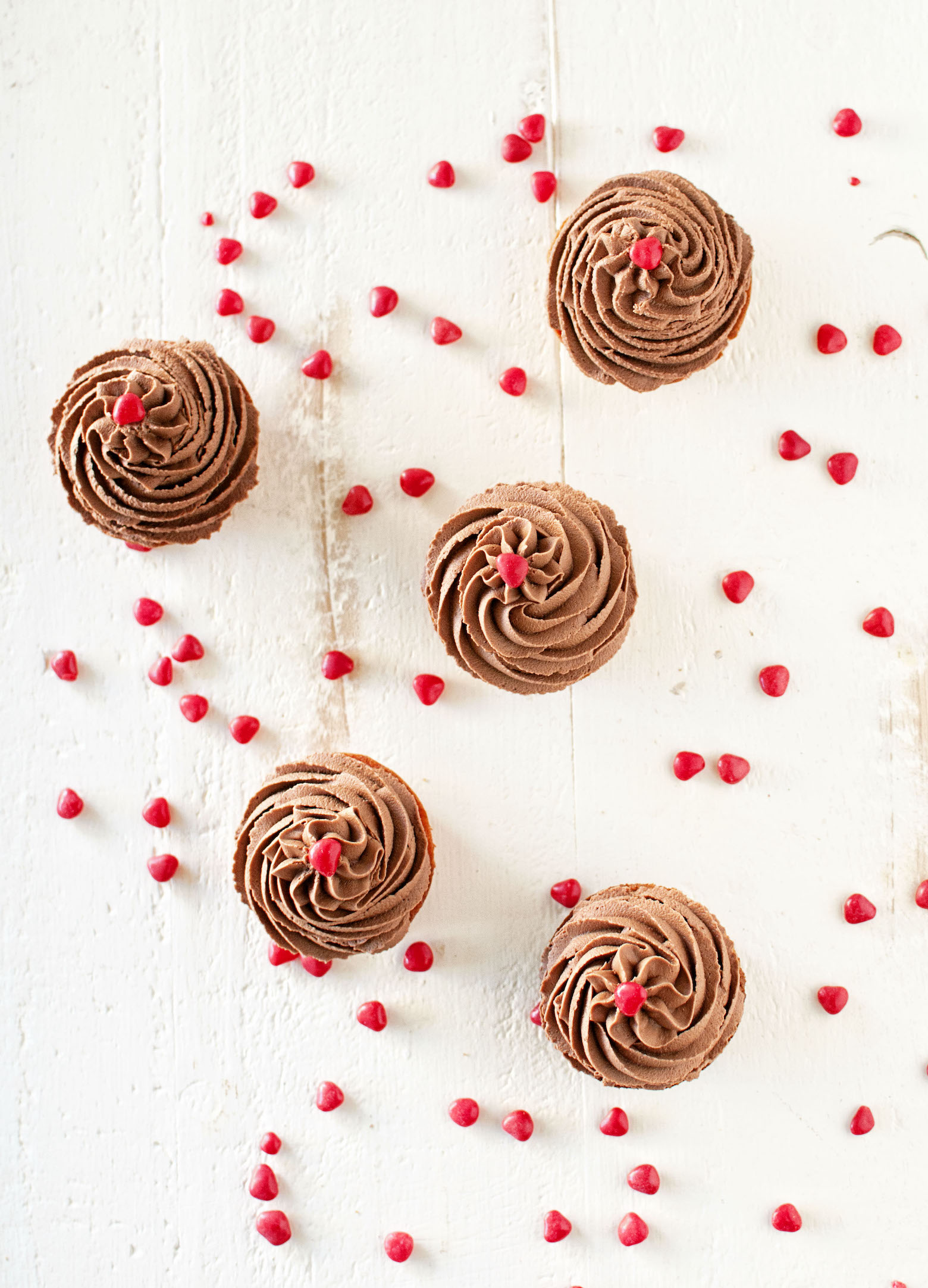 Cinnamon Red Hot Cupcakes with Fudge Frosting 