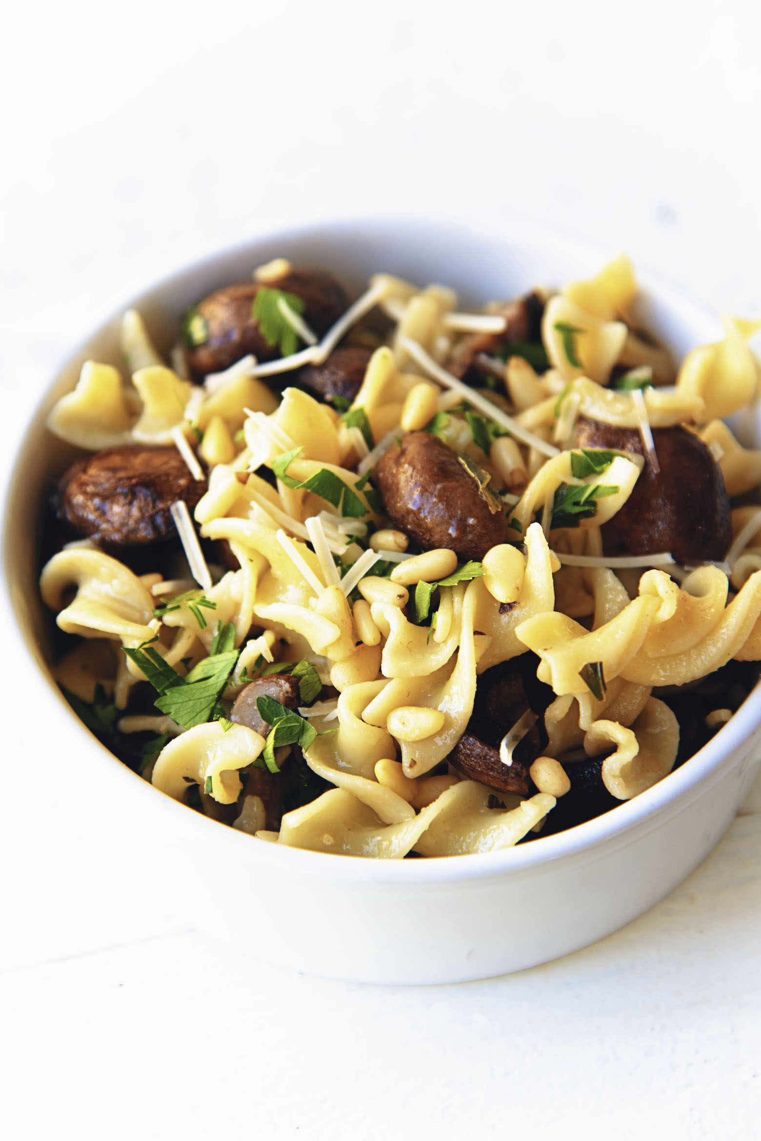 3/4 shot of Roasted Mushroom Lemon Butter Pasta 