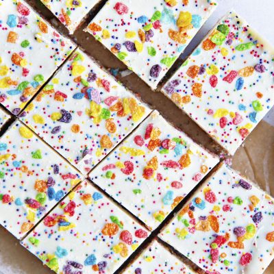 White Chocolate Fruity Pebbles Marshmallow Treats