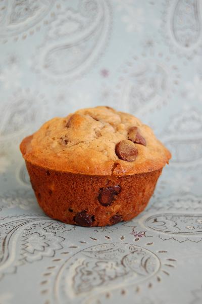 Side view of Banana Espresso Chocolate Chip Muffins