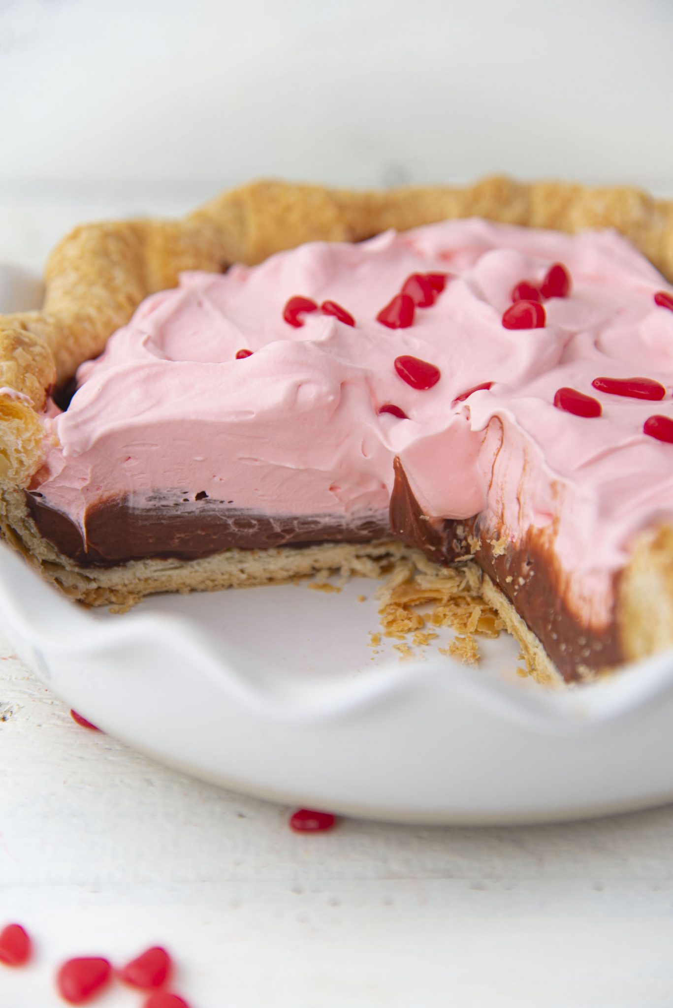Cinnamon Red Hots Chocolate Cream Pie