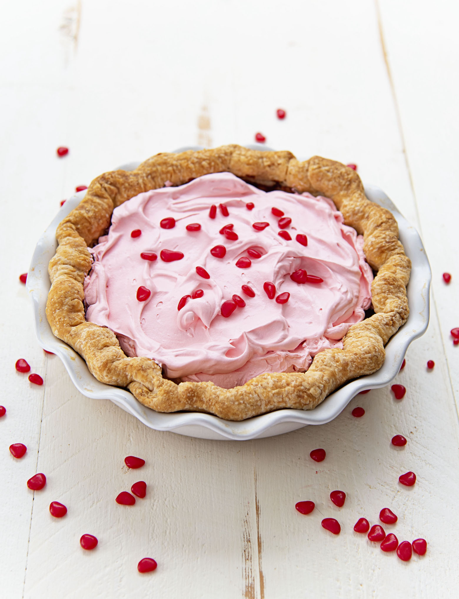 Cinnamon Red Hots Chocolate Cream Pie