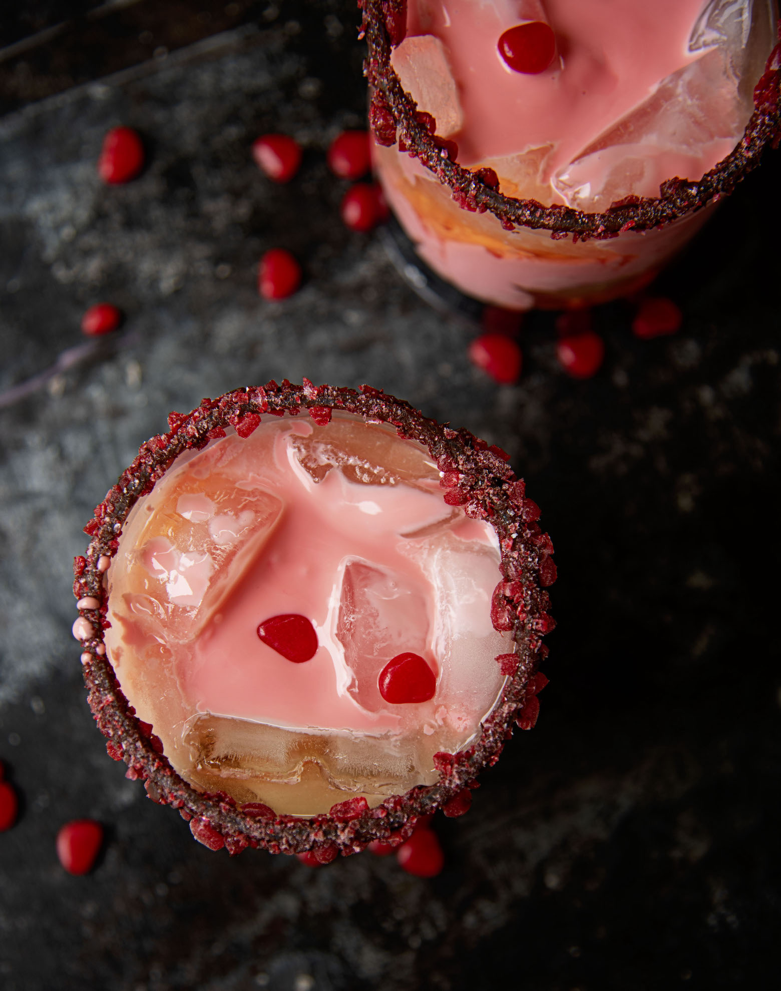 Overhead view of Cinnamon Red Hots White Russian