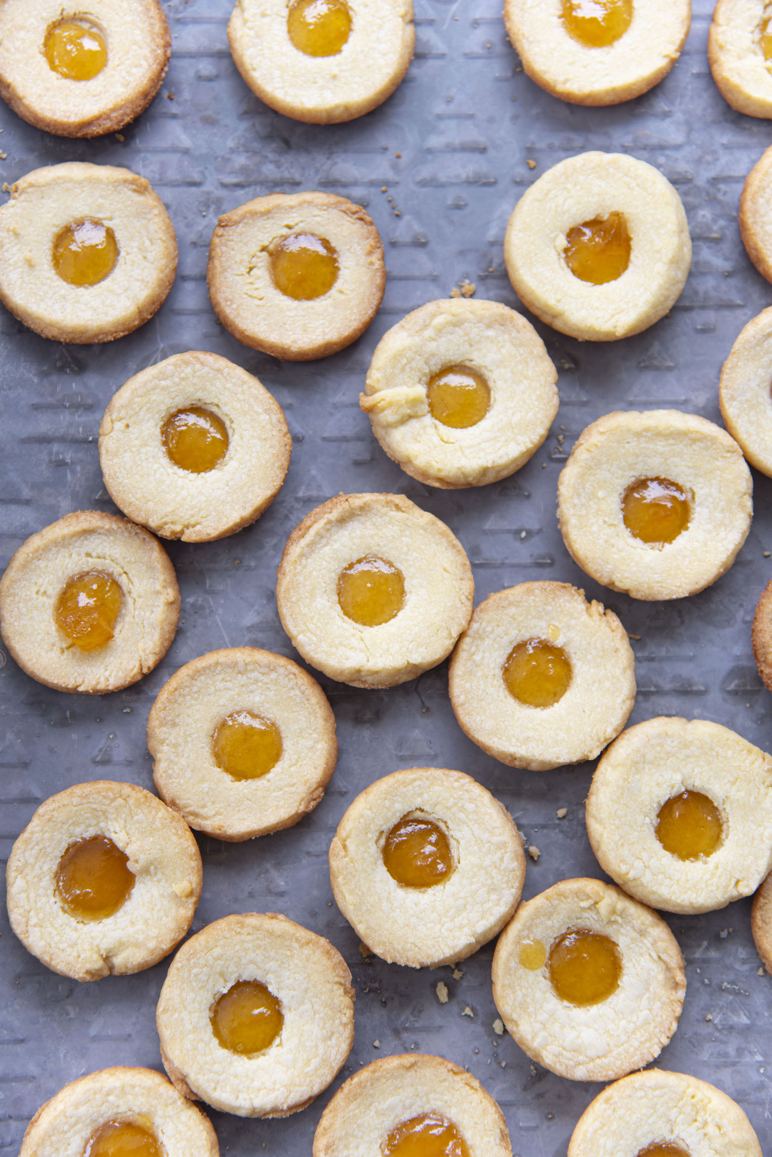 Pineapple Passionfruit Corked Breton Galettes on a cookie sheet