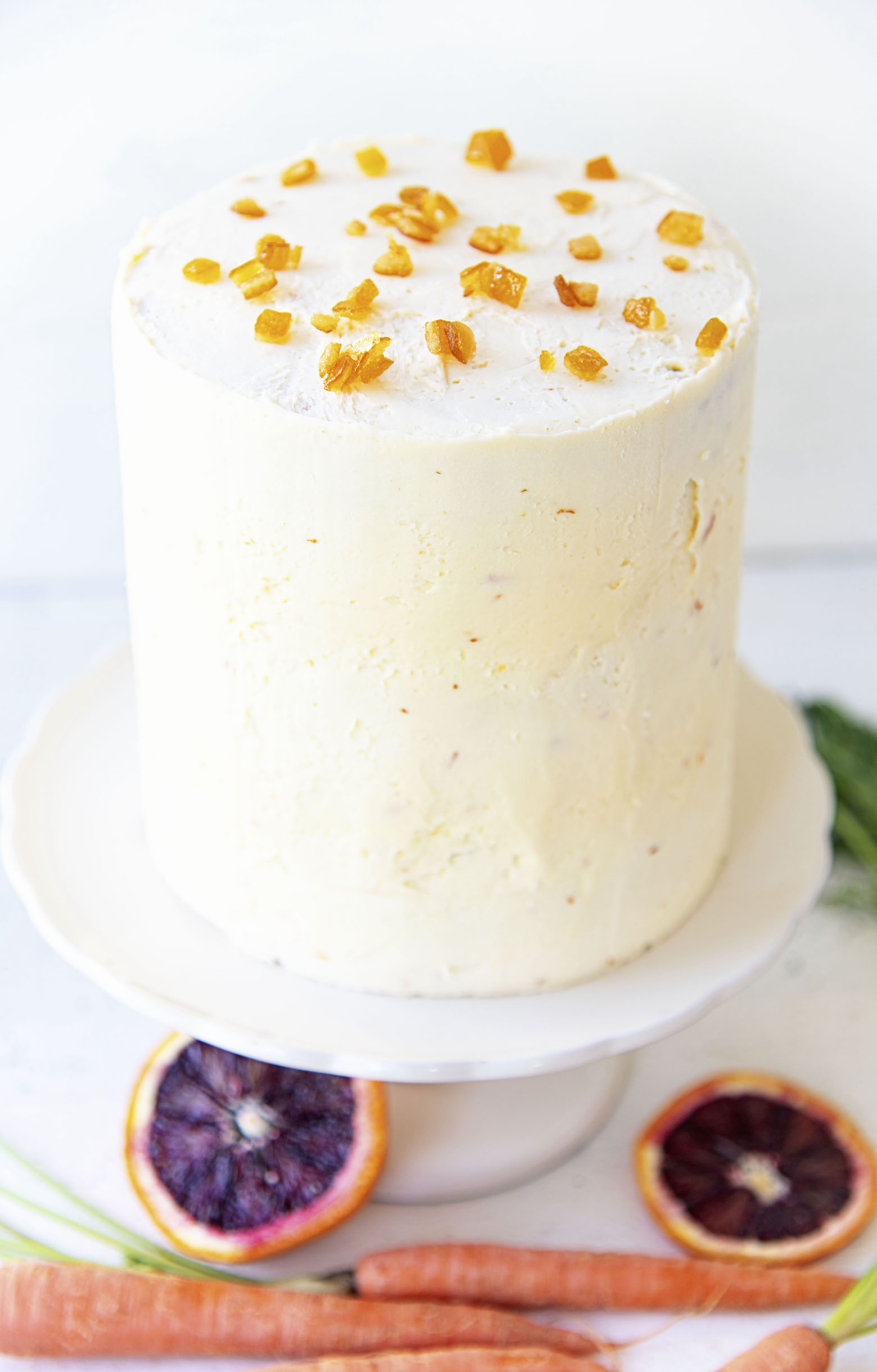 Full shot of whole Citrus Sunshine Carrot Cake