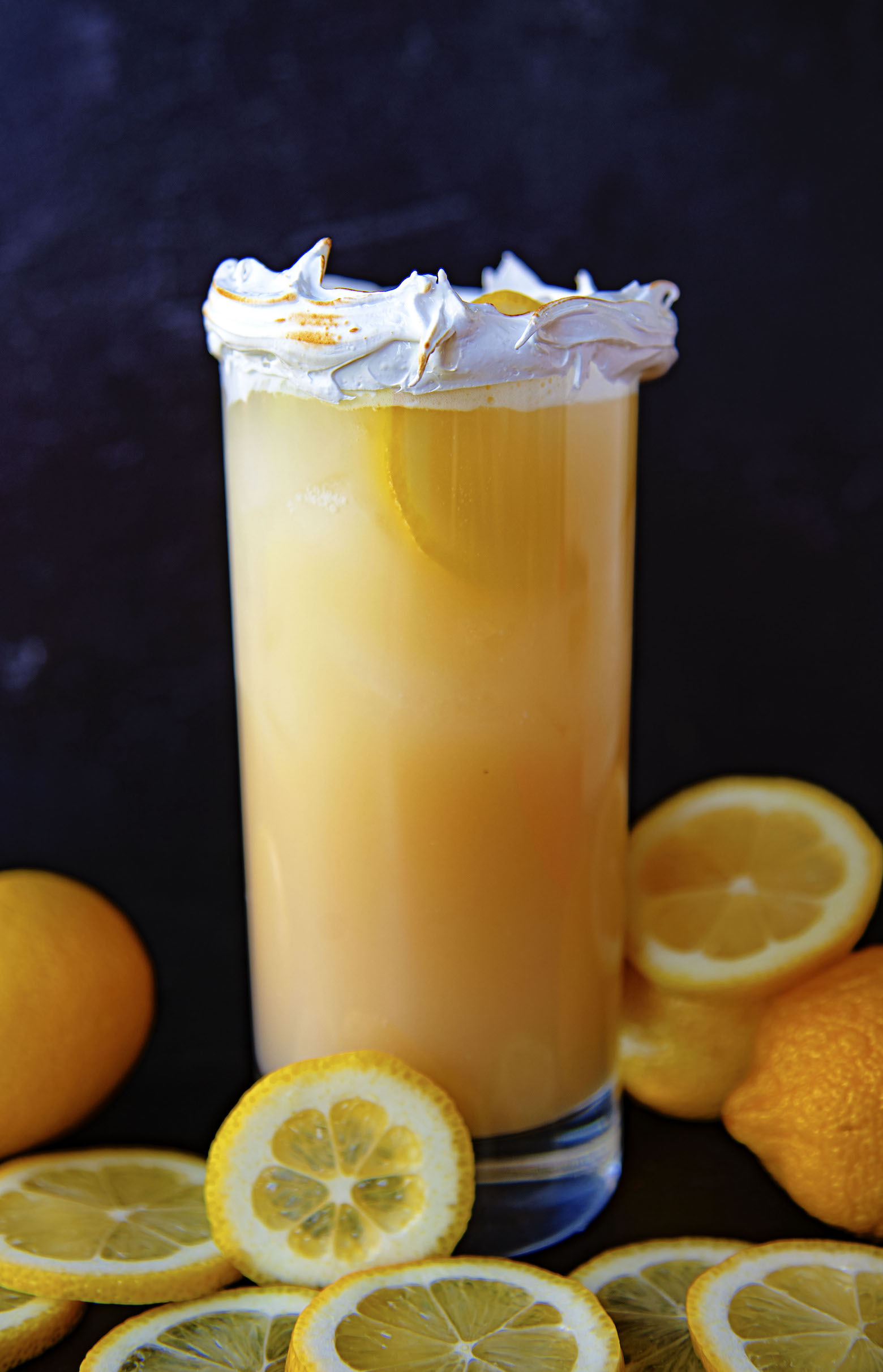 Side view of the  Lemon Meringue Pie Cocktail 