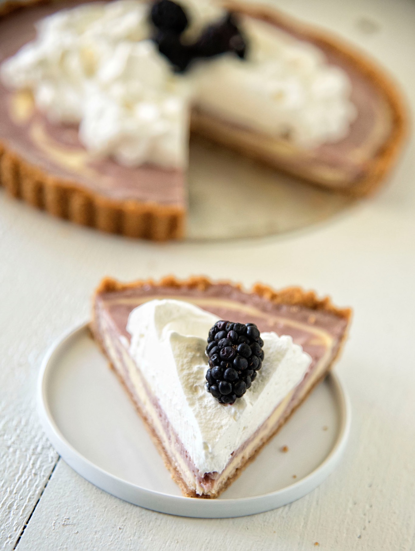 Blackberry Key Lime Tart with Brown Butter Graham Cracker Crust