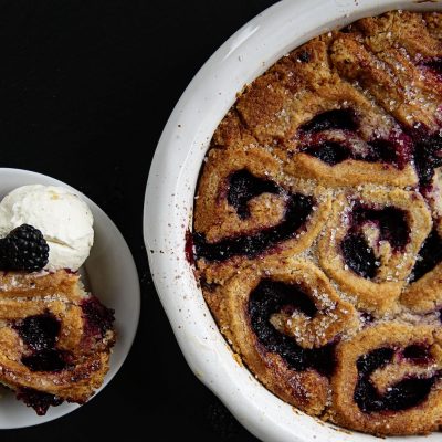 Blackberry Lime Curd Biscuit Cobbler