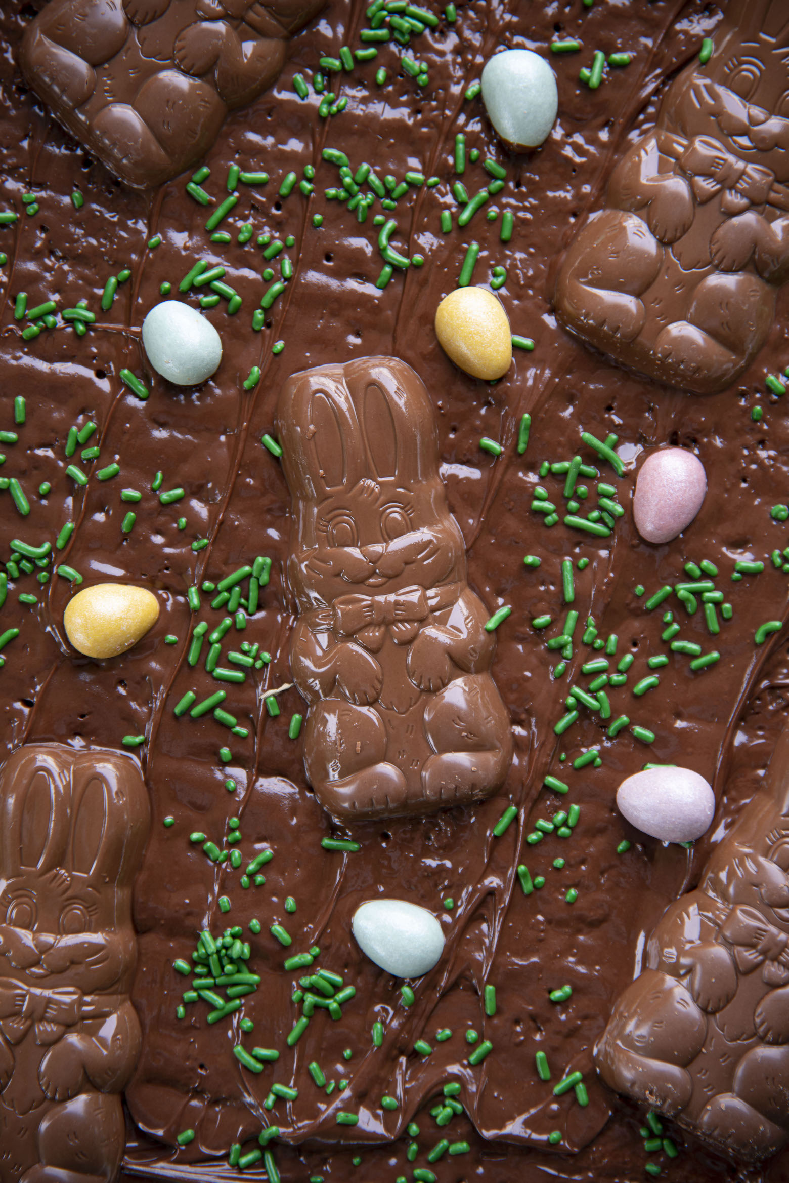 Overhead shot of unbroken Easter Basket Cracker Toffee