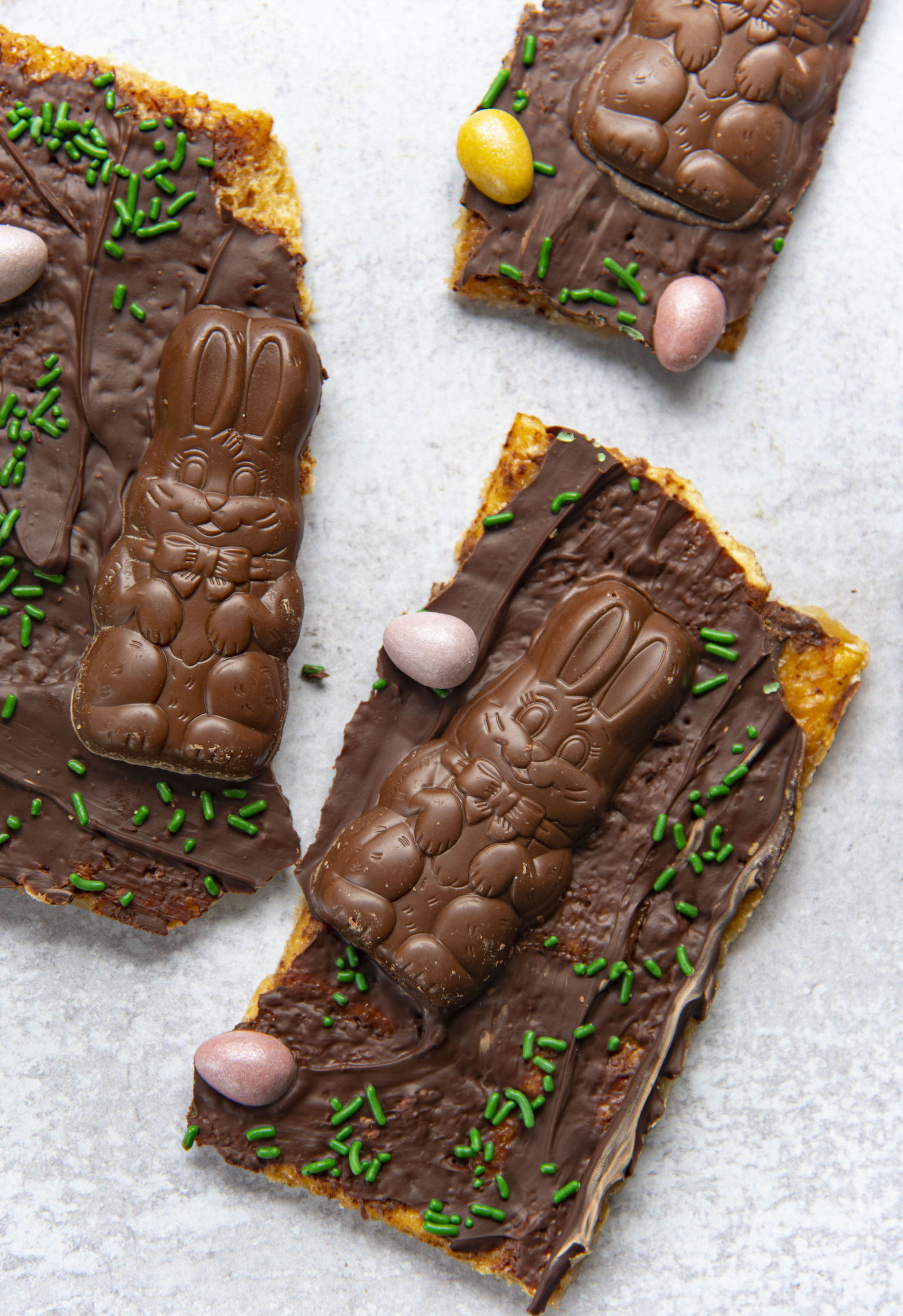 Broken pieces of Easter Basket Cracker Toffee