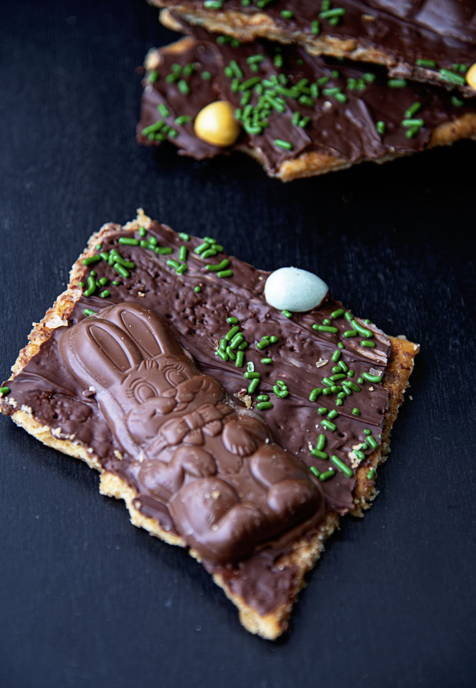 Close up of Easter Basket Cracker Toffee