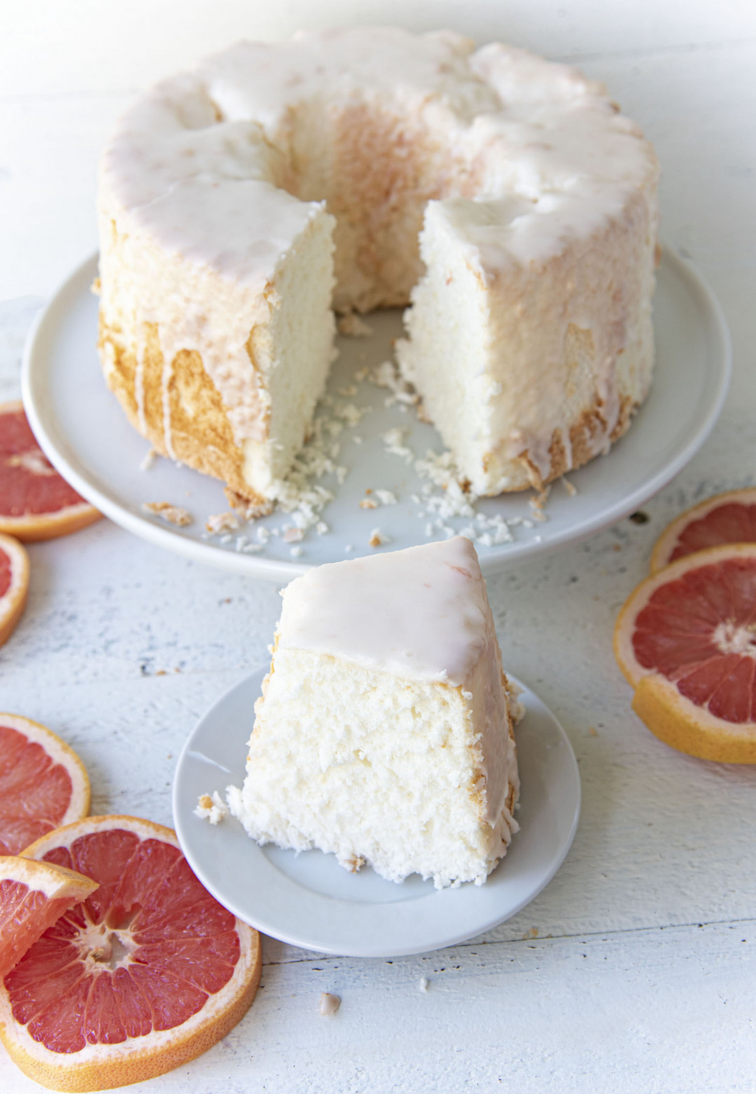 Ruby Red Grapefruit Glazed Angel Food Cake