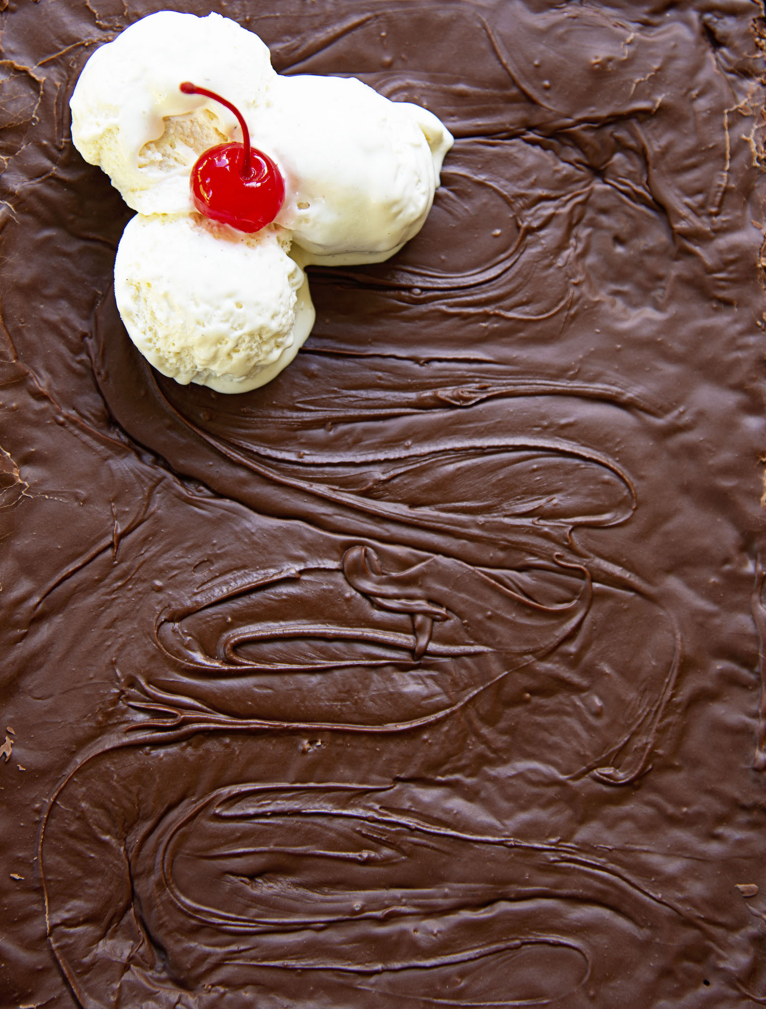 Close up of Root Beer Float Texas Sheet Cake