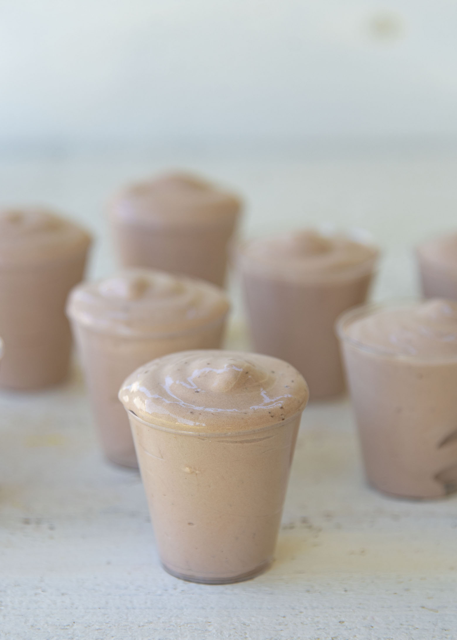 Group of  Chocolate Frosty Pudding Shots