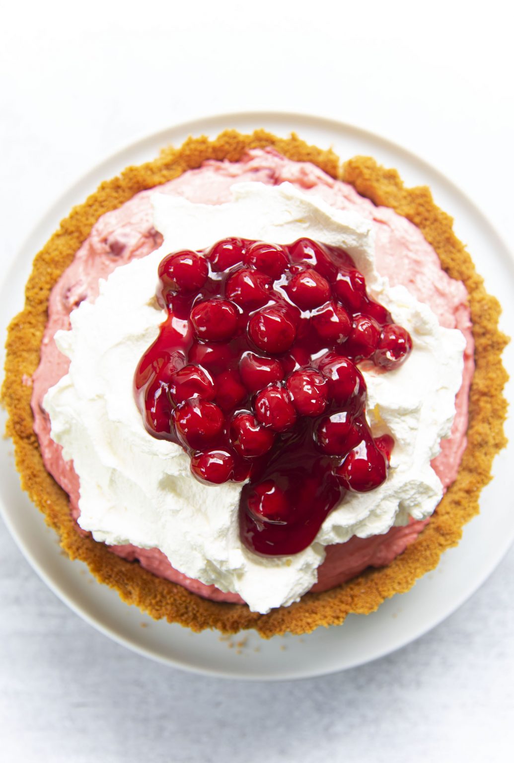 Cherry Cheesecake Jello Pie with Graham Cracker Crust
