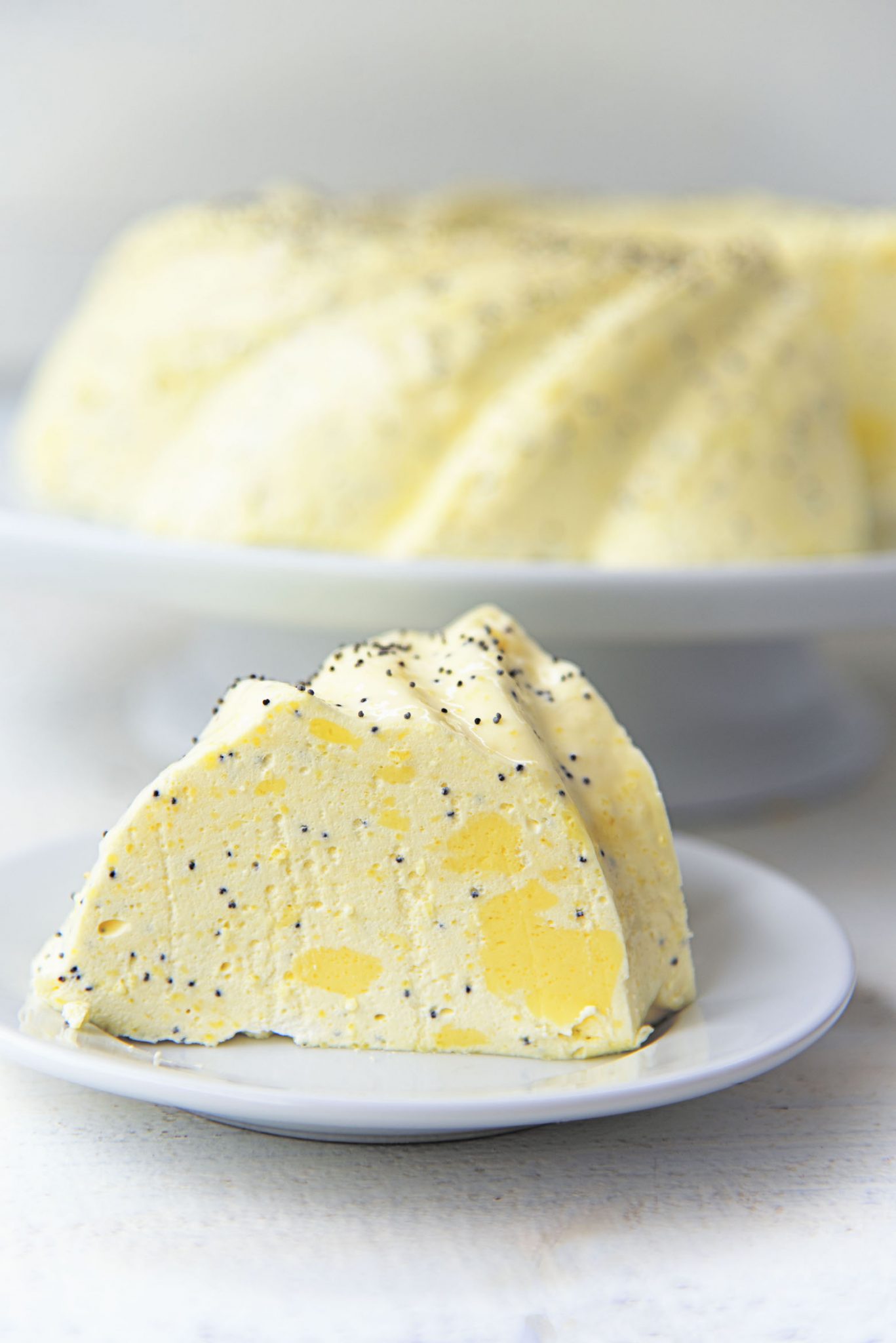 Lemon Poppy Seed Jello Mold with Greek Yogurt and Lemon Curd