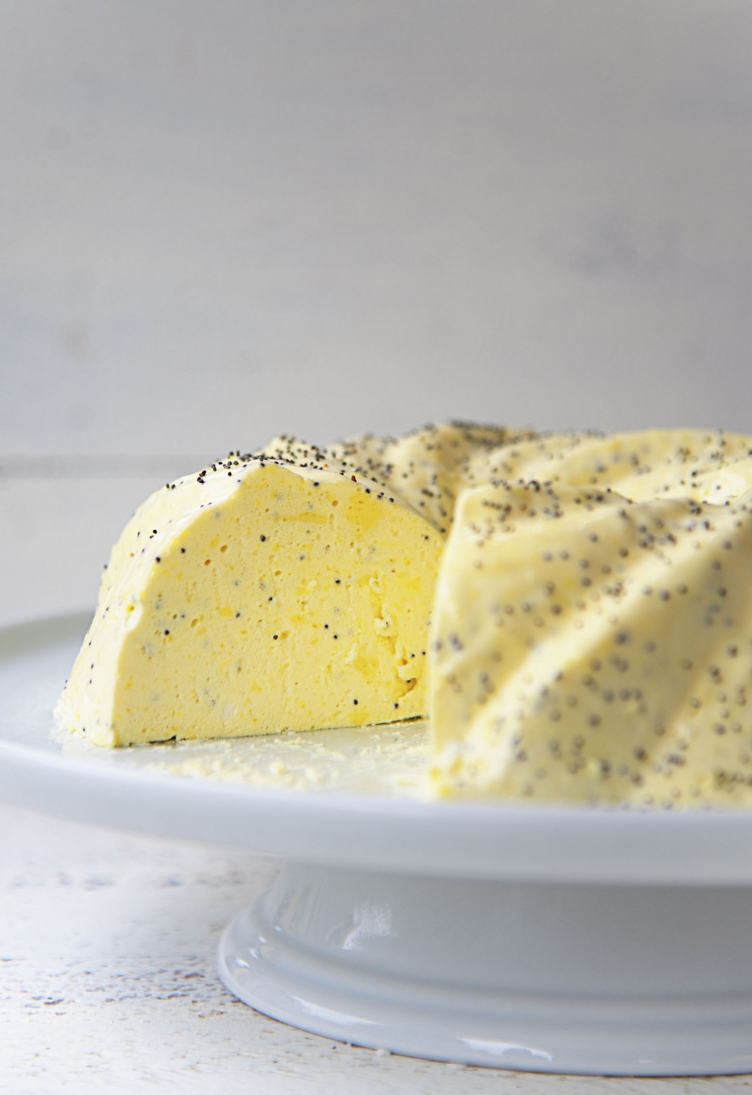 Lemon Poppy Seed Jello Mold with Greek Yogurt and Lemon Curd