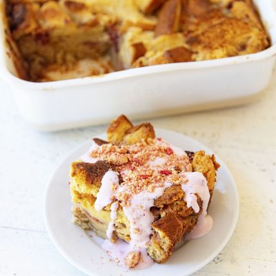 Strawberry Shortcake Bread Pudding #SummerDessertWeek