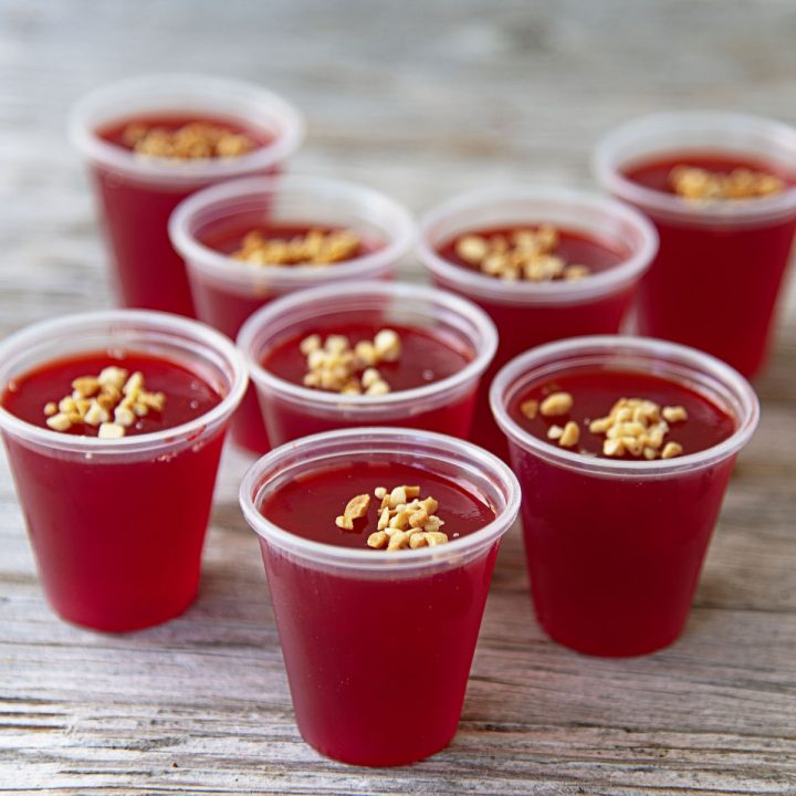 Peanut Butter Raspberry Jello Shots