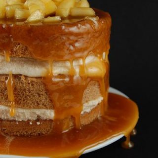 Spice Cake with Caramel Mousse and Caramel Apple Topping