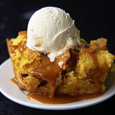 Pumpkin Salted Caramel Ice Cream Bread Pudding