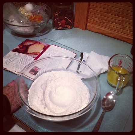 Ingredients for the quick bread.