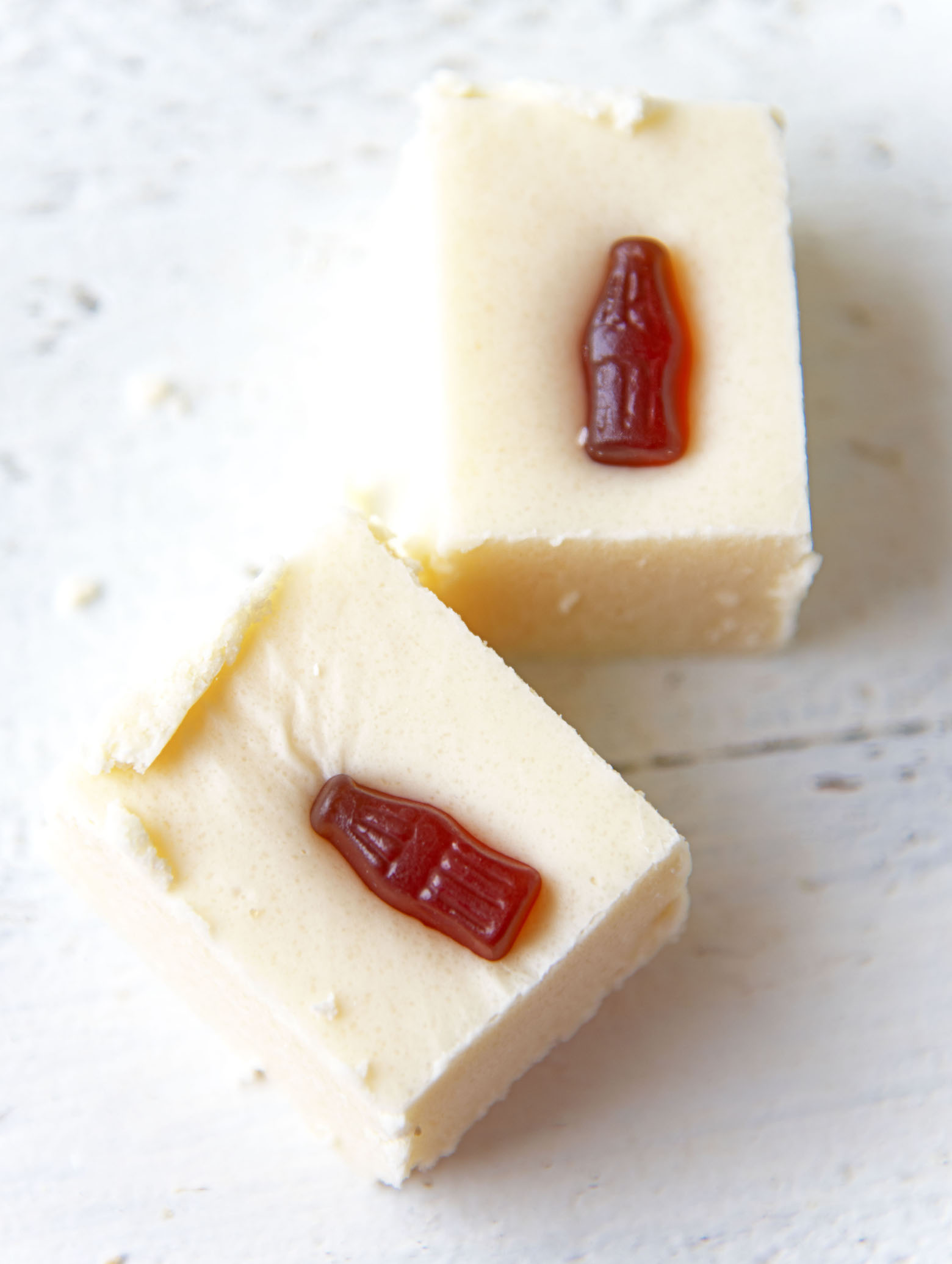 Overhead shot of two pieces of Jack and Coke Fudge