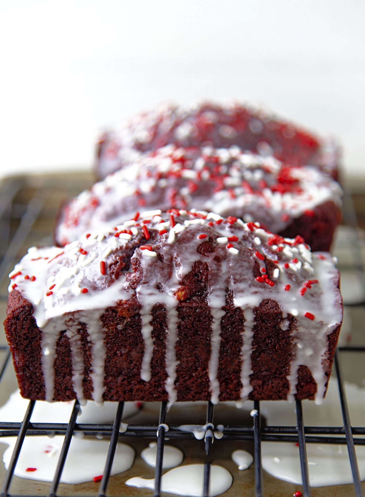 Peppermint Red Velvet Loaf Cake with Peppermint Icing