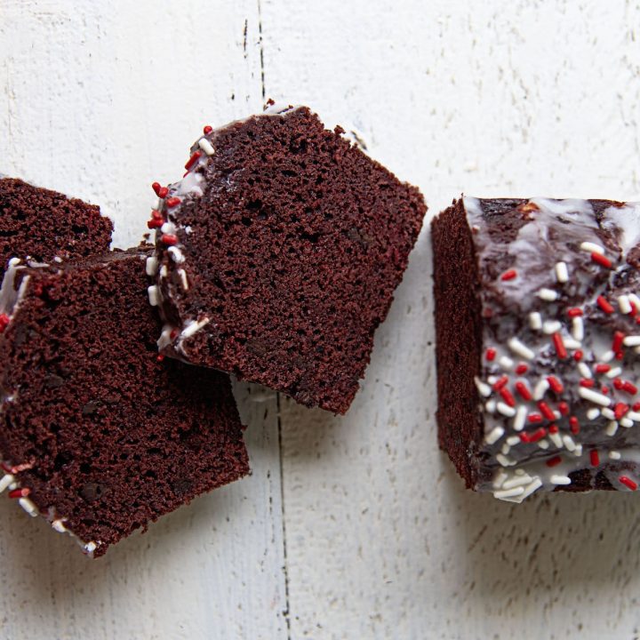 Peppermint Red Velvet Loaf Cake