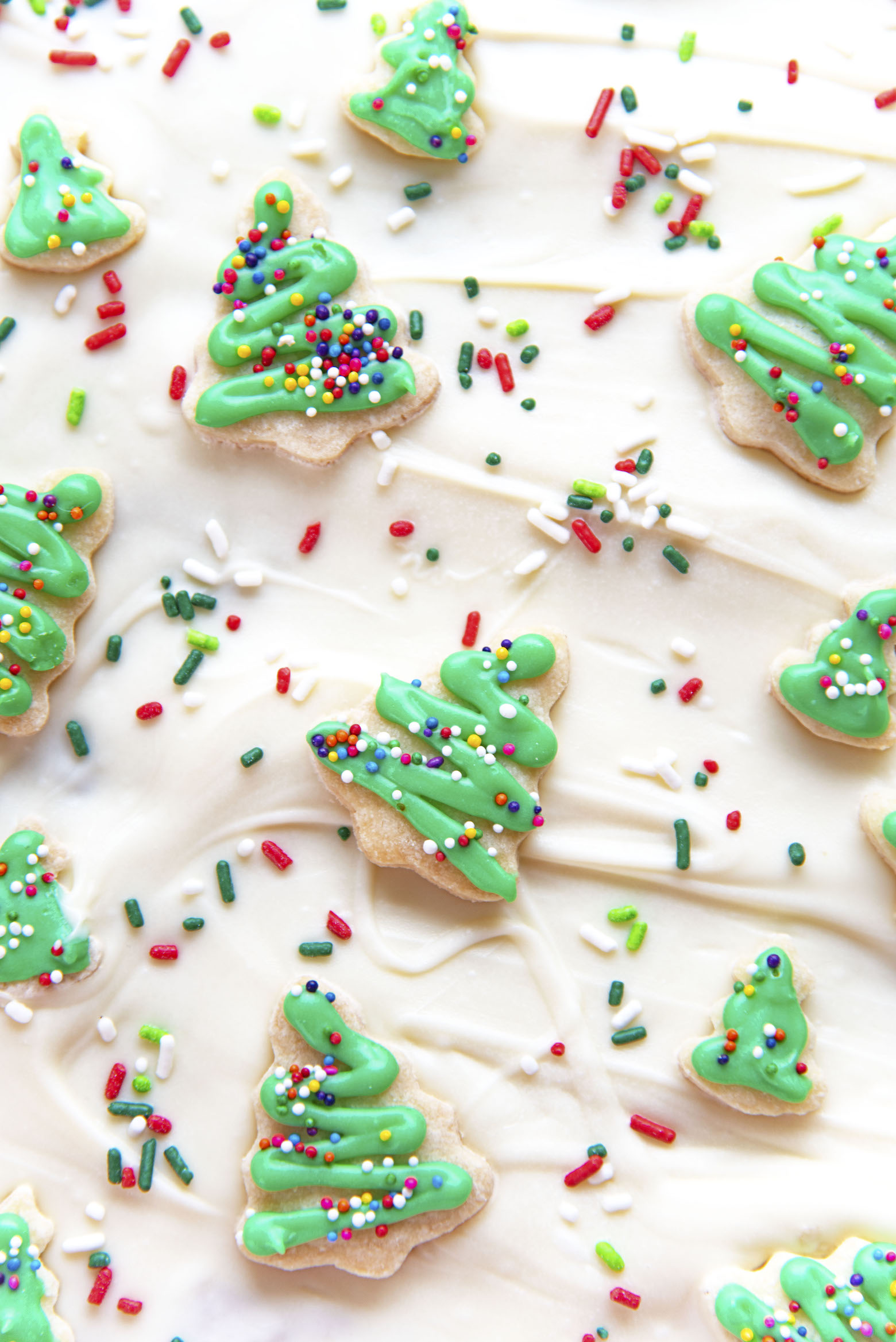 Overhead shot of close up of the un cut Sugar Cookie Cracker Toffee 