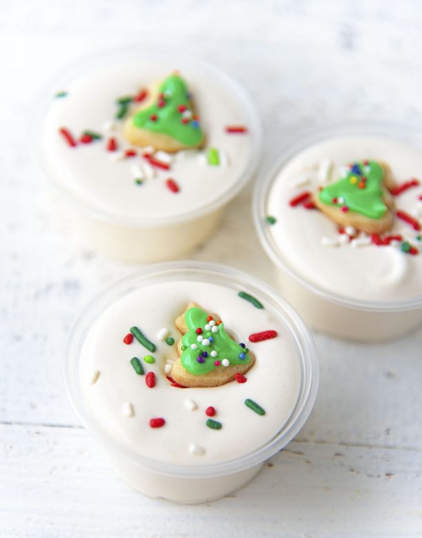 Sugar Cookie Pudding Shots with Vodka and Sprinkles