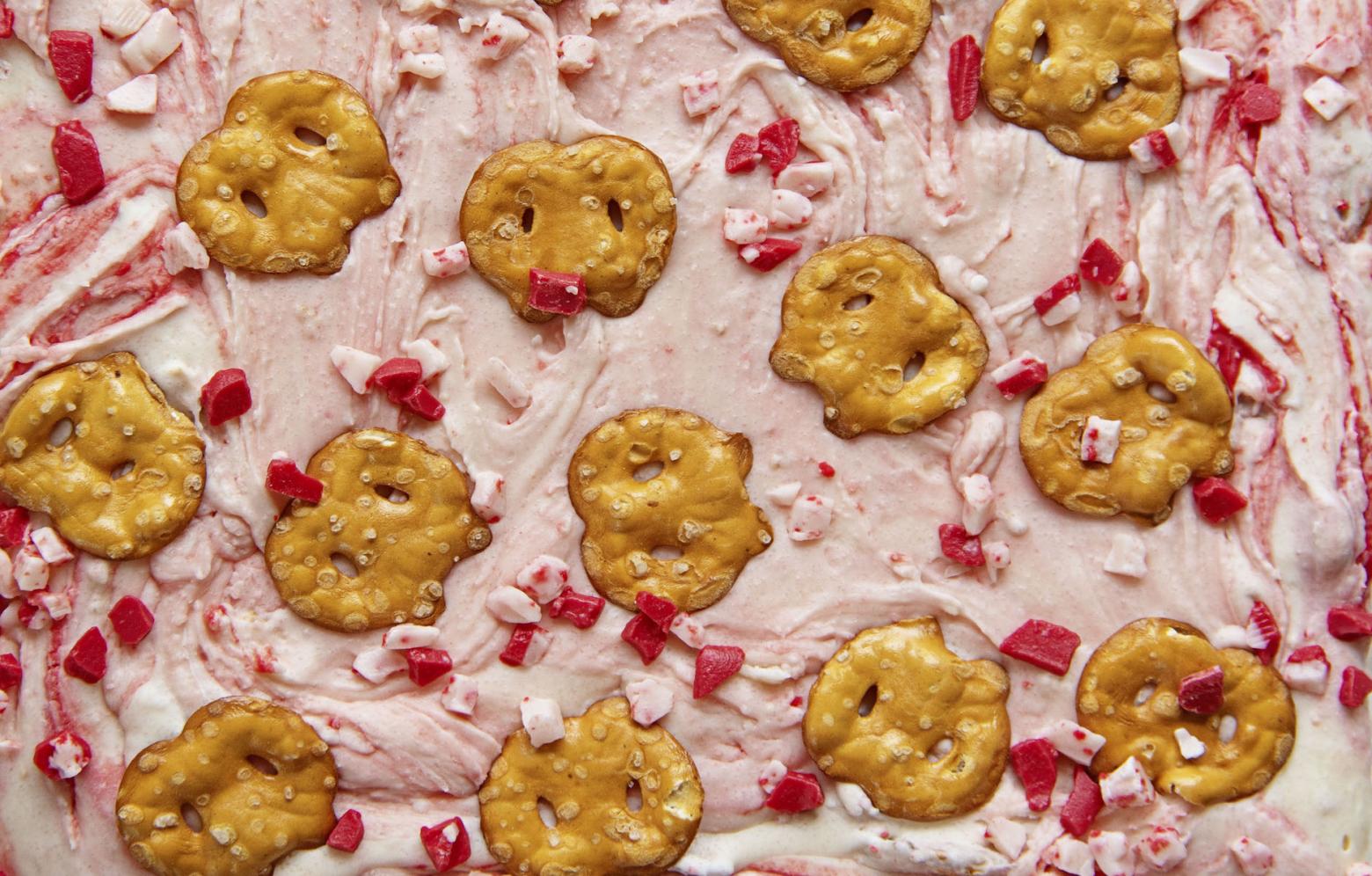 White Chocolate Peppermint Pretzel Fudge