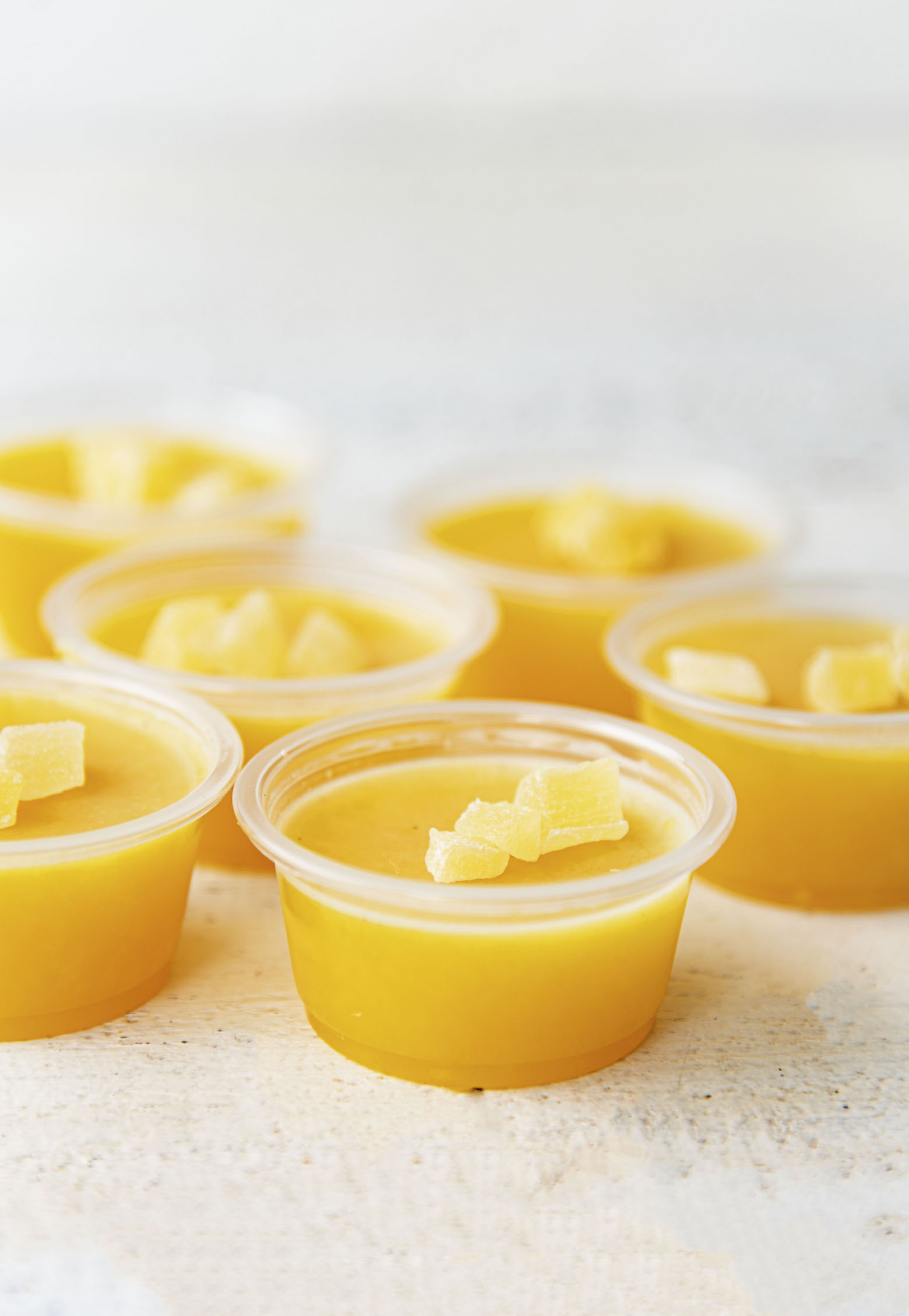 Side view of Painkiller Cocktail Jello Shots