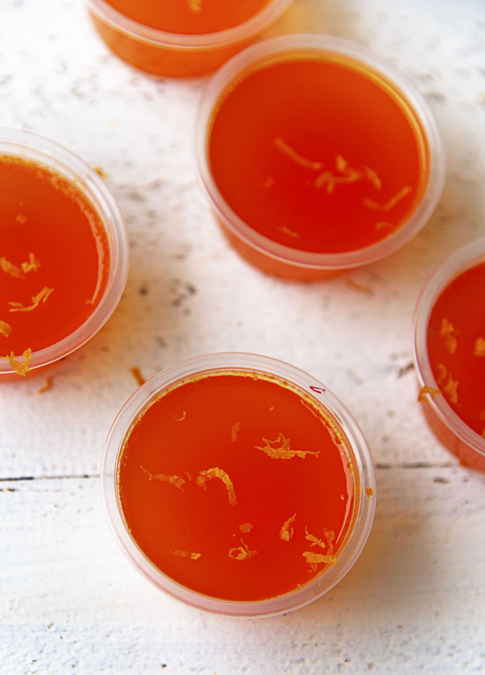 Overhead shot of Touchdown Red Bull Jello Shots