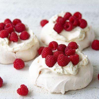 Raspberry Lemon Elderflower Pavlovas