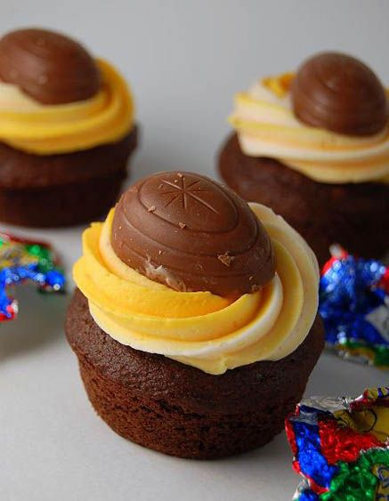 Three Cadbury Creme Egg Cupcakes