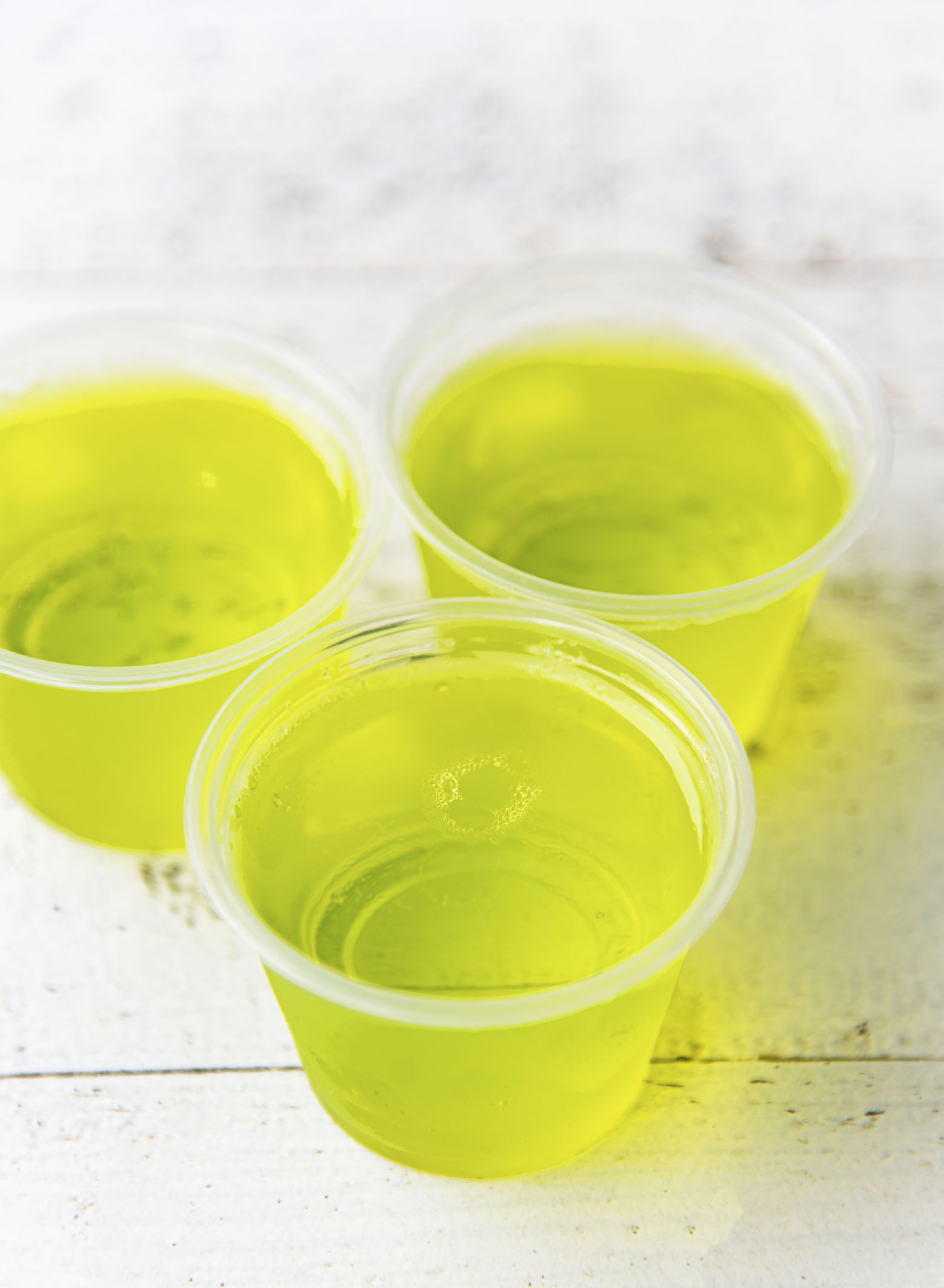 Cluster of three Mountain Dew Jello Shots