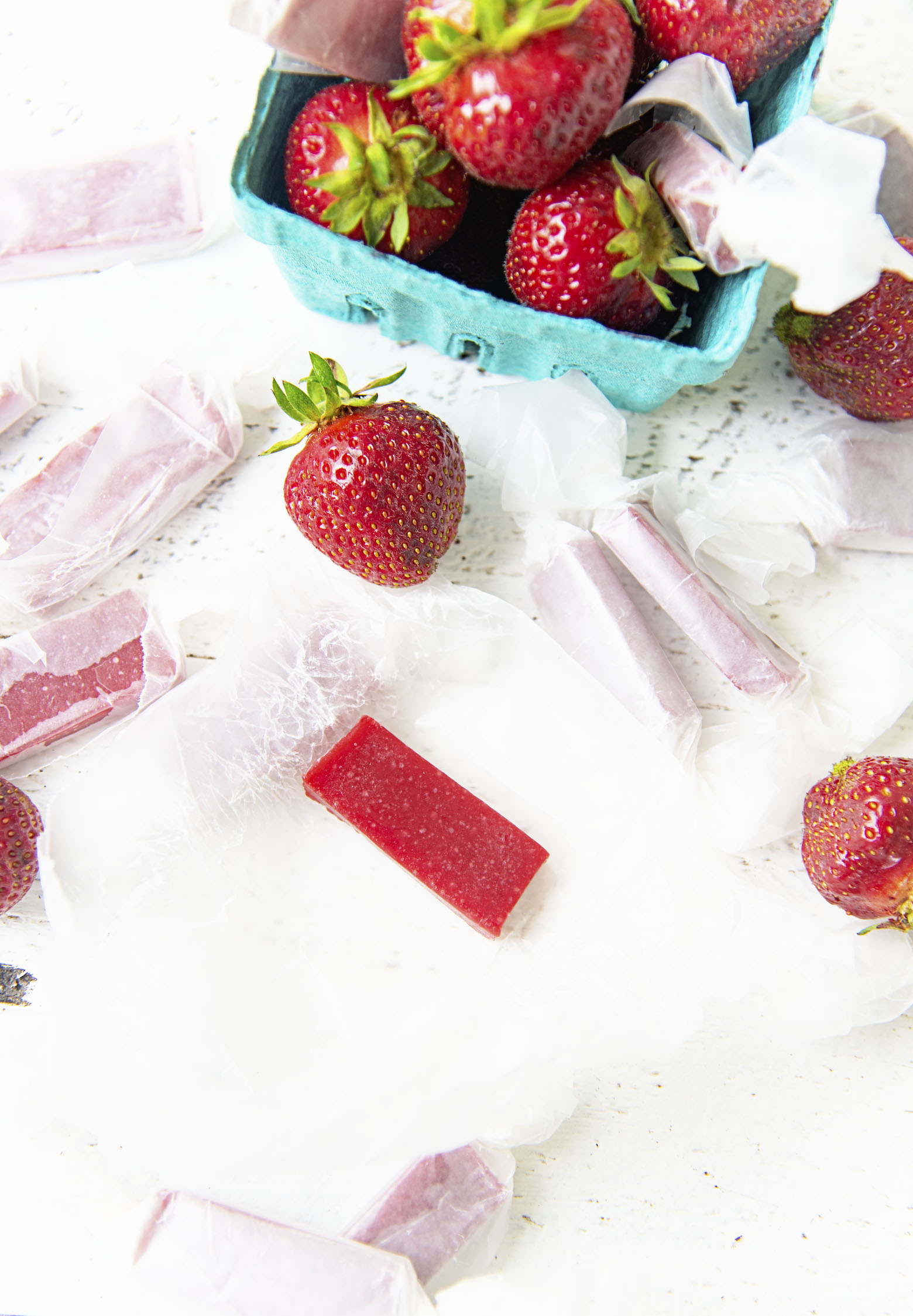 Overhead shot of Fresh Strawberry Soft Caramels