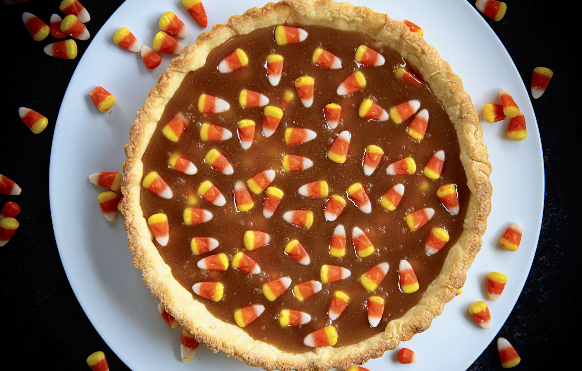 Candy Corn Caramel Tart 