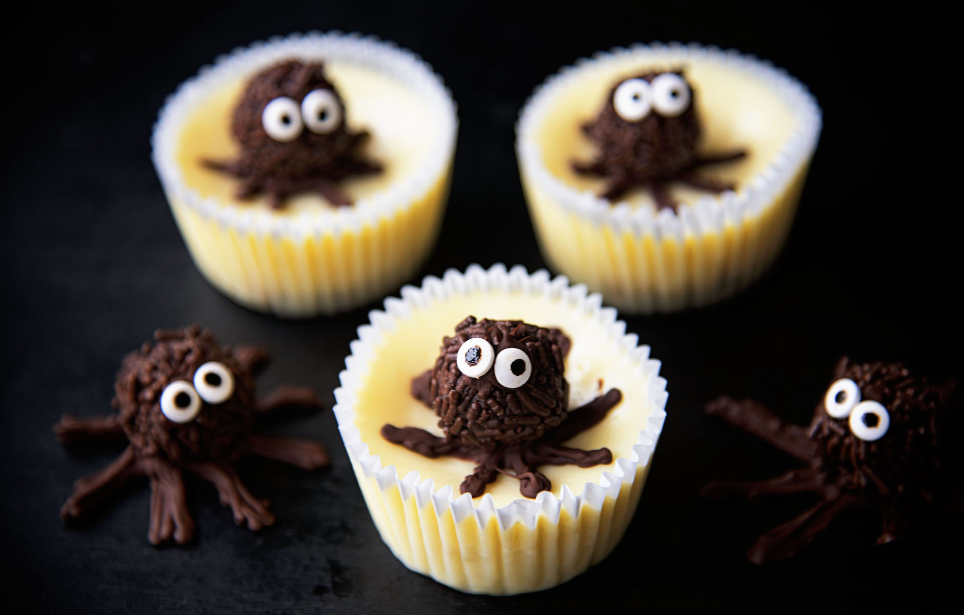 Chocolate Truffle Spider Cheesecake Bites