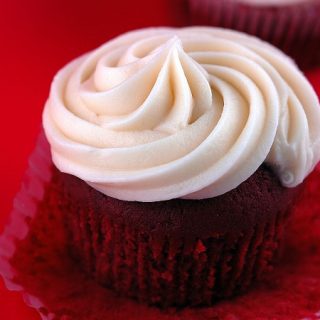 Red Velvet Cupcakes with White Russian Cream Cheese Frosting