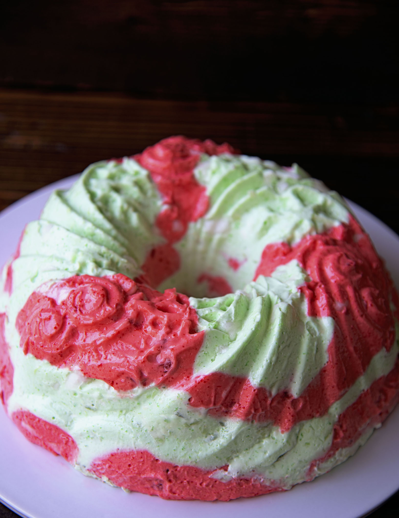 Side view of the Cherry Lime Jello Mold